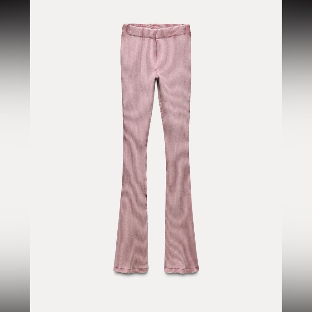 Zara Dusty Pink Ribbed flared pants